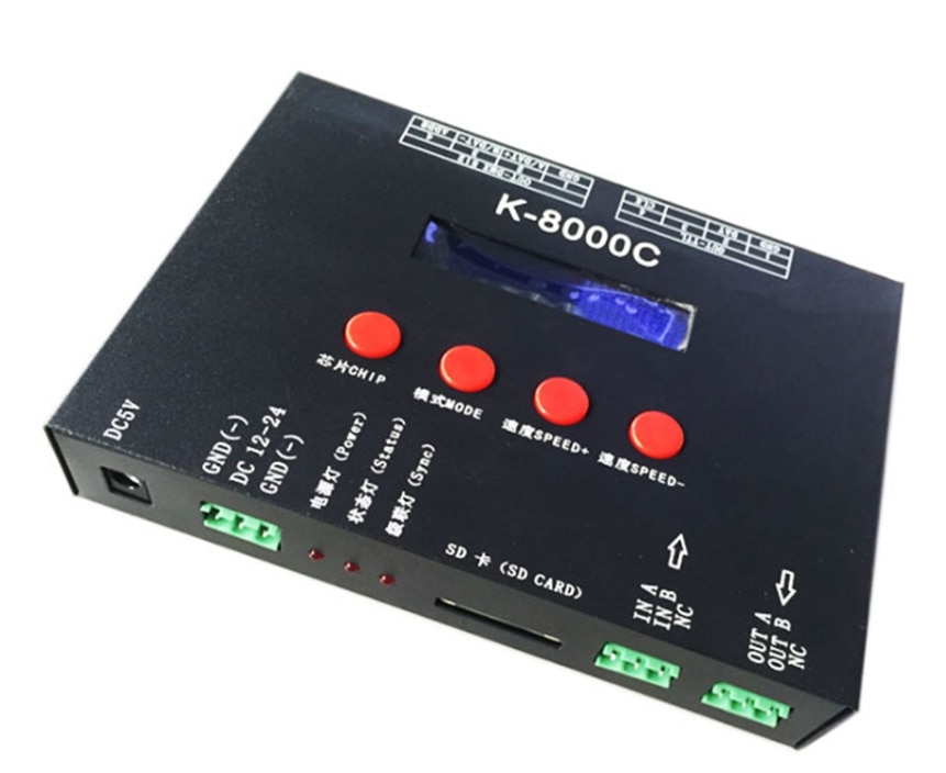 K-8000C α׷  DMX/SPI SD ī LED ȼ Ʈѷ, , RGB Ǯ ÷ led ȼ Ʈ  DC5-24V